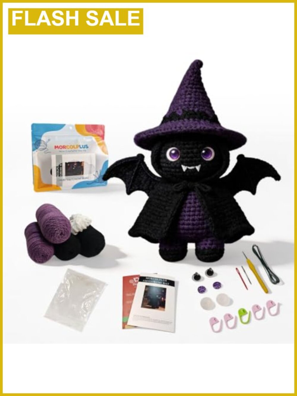Gothic Bat Amigurumi Crochet Kit with Yarn Hook Stuffing Tutorials DIY Craft